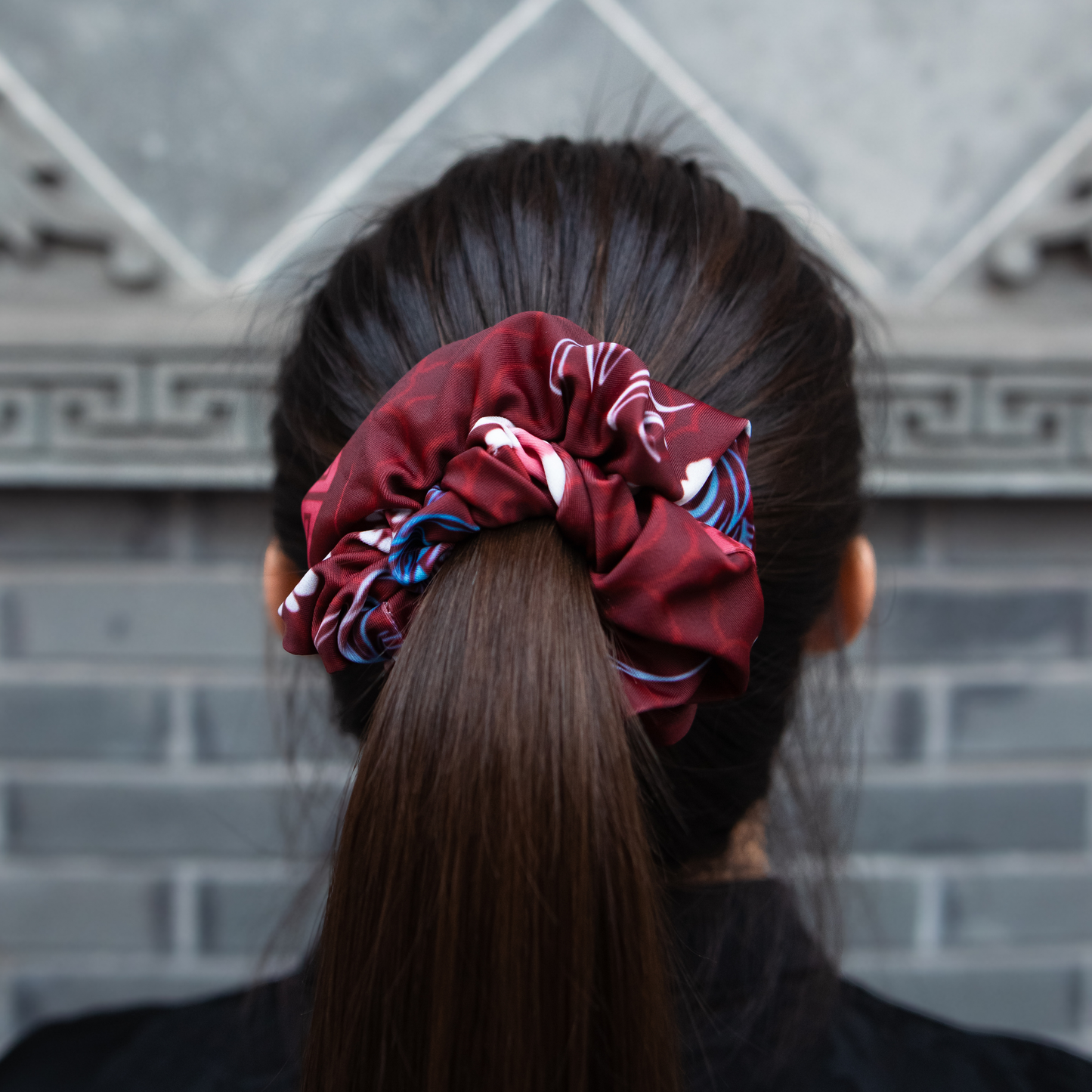 Red QiPao Scrunchie - 心 (Heart)