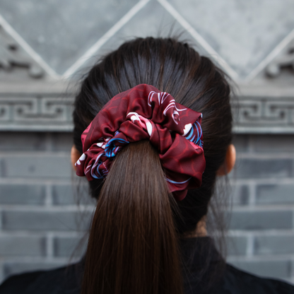 Red QiPao Scrunchie - 心 (Heart)